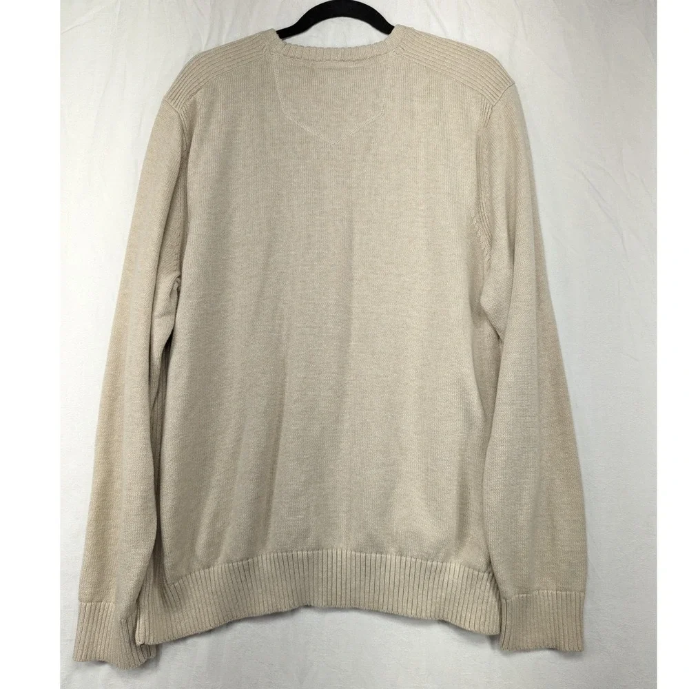 Eddie Bauer Mens‎ XL Cotton Blend Crew Neck Knit Sweater Beige Casual - Picture 2 of 7